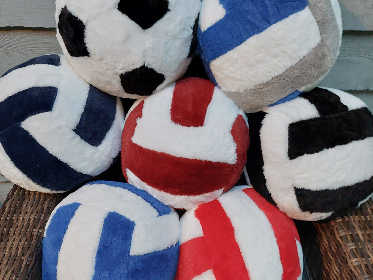 PLUSH SPORTS BALL PILLOWS, OVERSIZED PLUSH VOLLEYBALL & PLUSH SOCCER BALLS