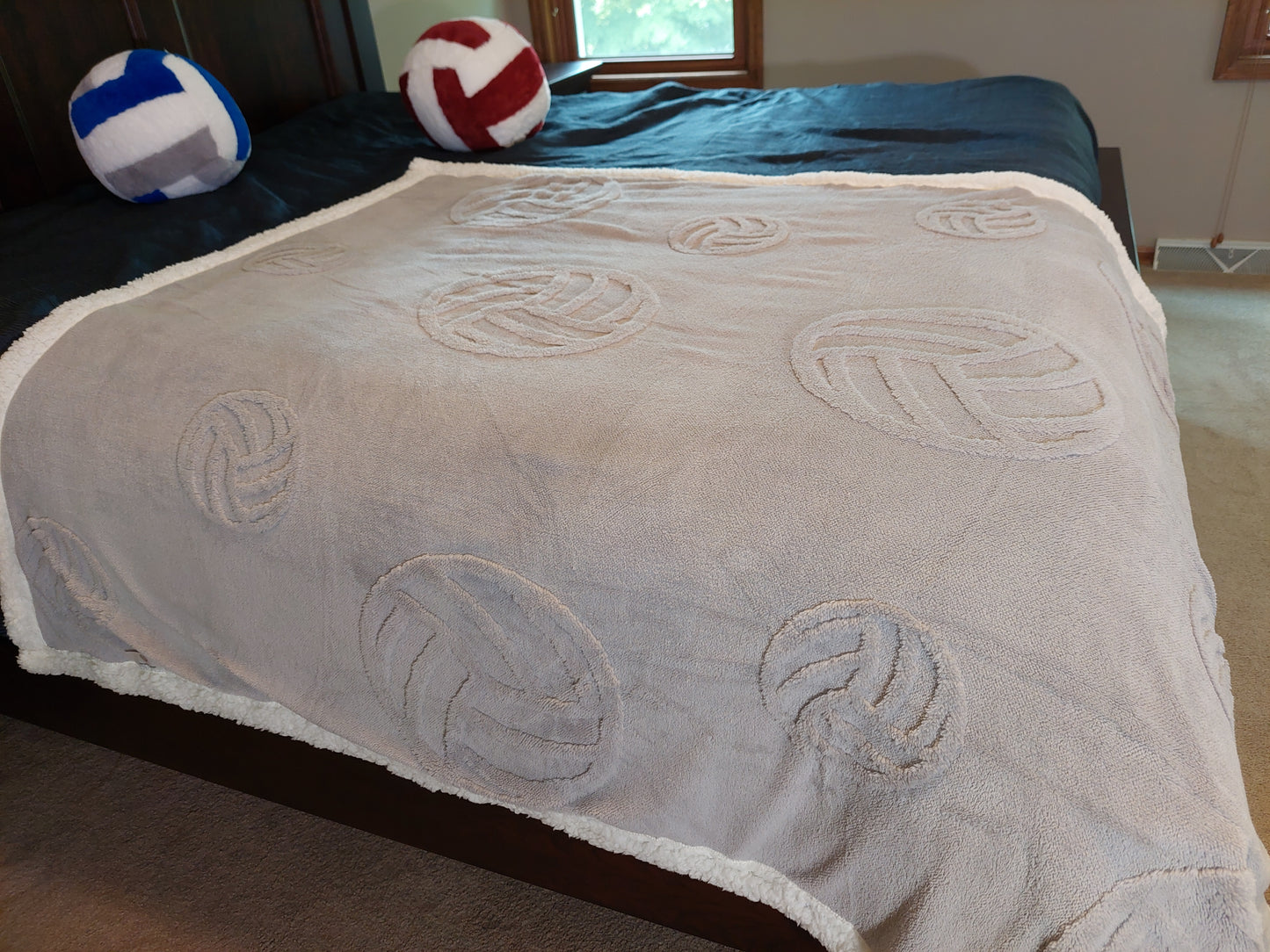 Volleyball Blanket, Throw Blanket, 3-Dimensional Design, Super Soft Velvety Top Side, Cozy Sherpa Backside, Sports Decor