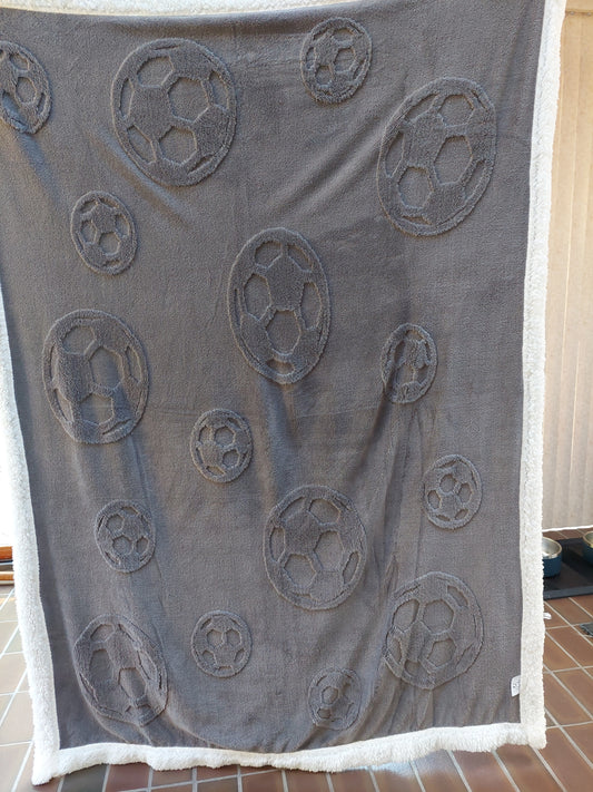 Soccer Blanket, Throw Blanket, 3-Dimensional Design, Super Soft Velvety Top Side, Cozy Sherpa Backside, Sports Decor